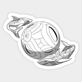 space sharks black and white Sticker